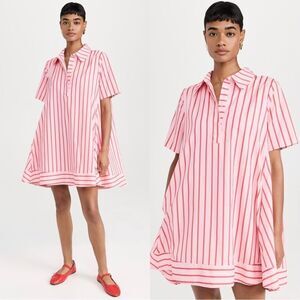 NWT English Factory Stripe A-line Shirt Dress in Red/Pink